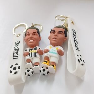 Football Soccer Ronaldo Player Keychain Set - White and Yellow